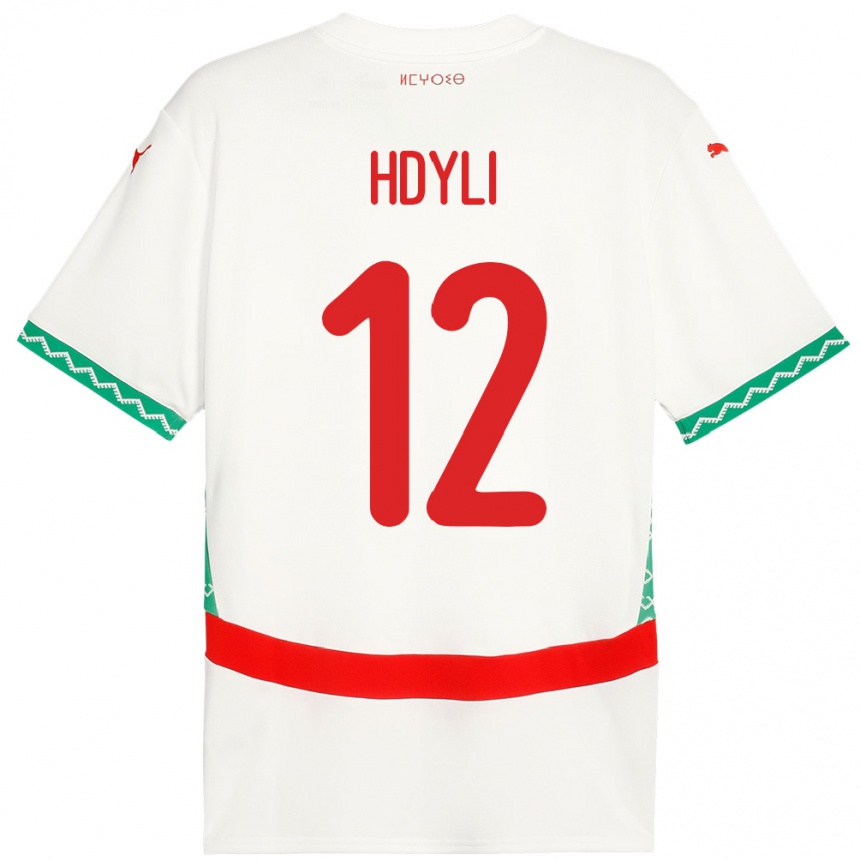 גברים כדורגל מָרוֹקוֹ Ayoub Hdyli #12 לָבָן הרחק ג'רזי 24-26