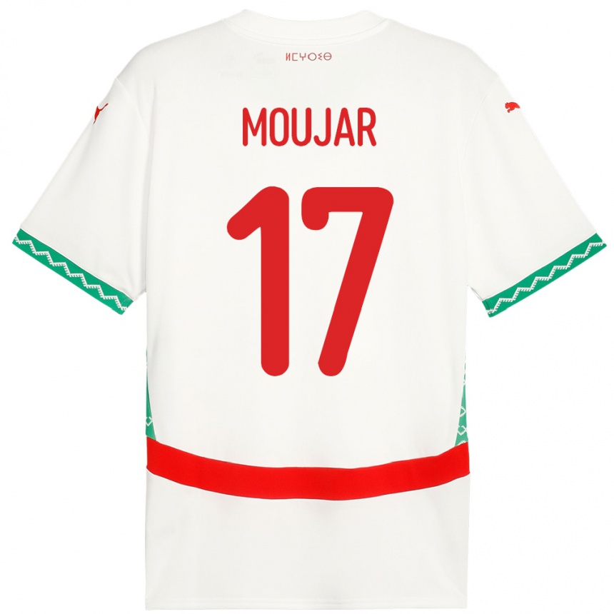 גברים כדורגל מָרוֹקוֹ Salah Moujar #17 לָבָן הרחק ג'רזי 24-26