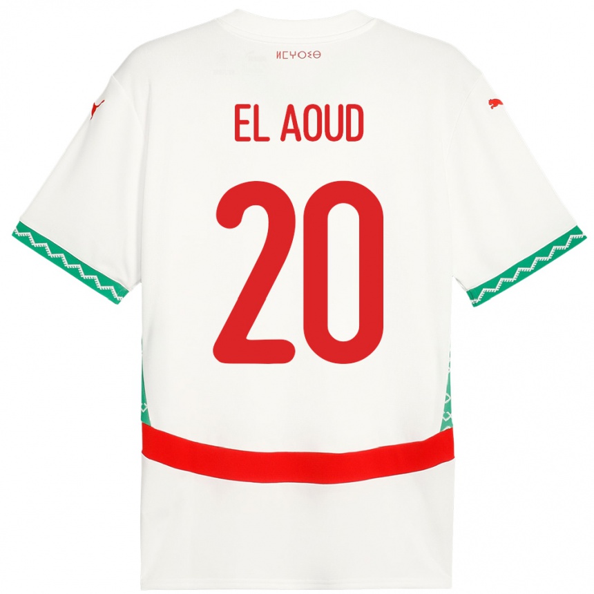 גברים כדורגל מָרוֹקוֹ Ismail El Aoud #20 לָבָן הרחק ג'רזי 24-26