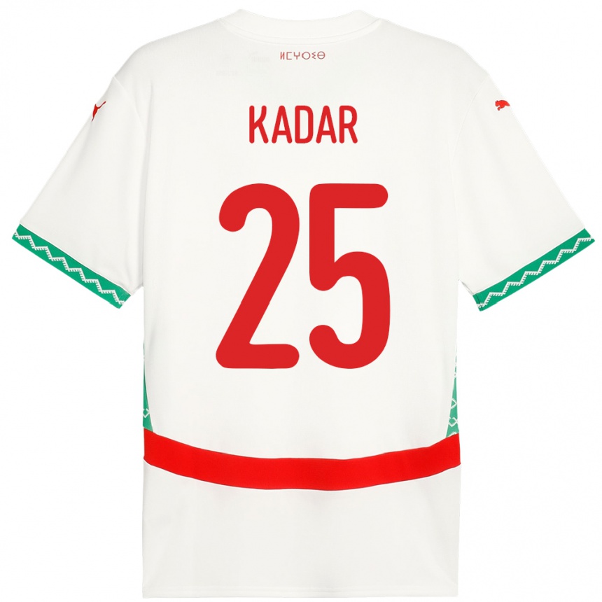 גברים כדורגל מָרוֹקוֹ Nawfel-Abdelkader Kadar #25 לָבָן הרחק ג'רזי 24-26
