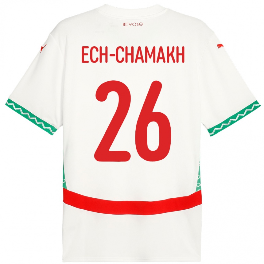 גברים כדורגל מָרוֹקוֹ Jamal Ech-Chamakh #26 לָבָן הרחק ג'רזי 24-26