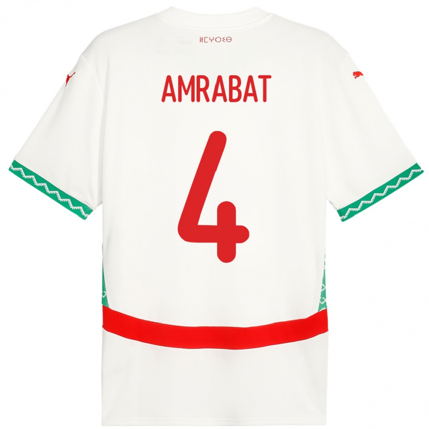 גברים כדורגל מָרוֹקוֹ סופיאן אמרבאט #4 לָבָן הרחק ג'רזי 24-26