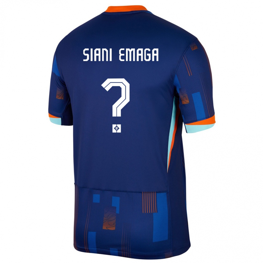 גברים כדורגל הולנד Ezechiel Siani Emaga #0 כְּחוֹל הרחק ג'רזי 24-26