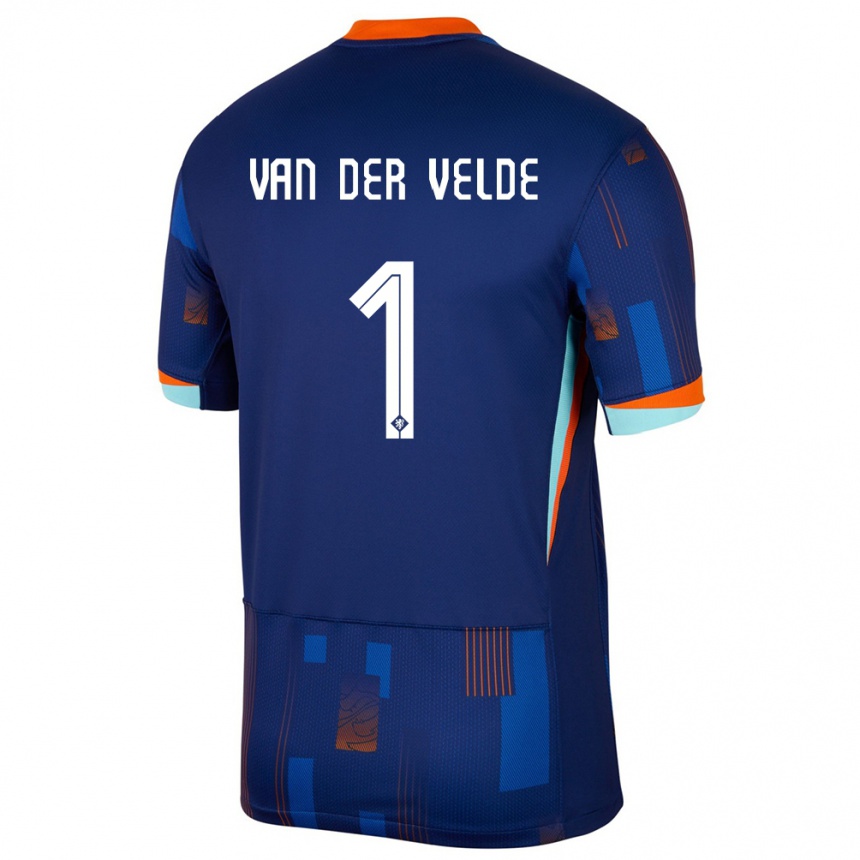גברים כדורגל הולנד Valentijn Van Der Velde #1 כְּחוֹל הרחק ג'רזי 24-26
