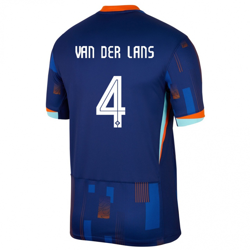 גברים כדורגל הולנד Mylo Van Der Lans #4 כְּחוֹל הרחק ג'רזי 24-26