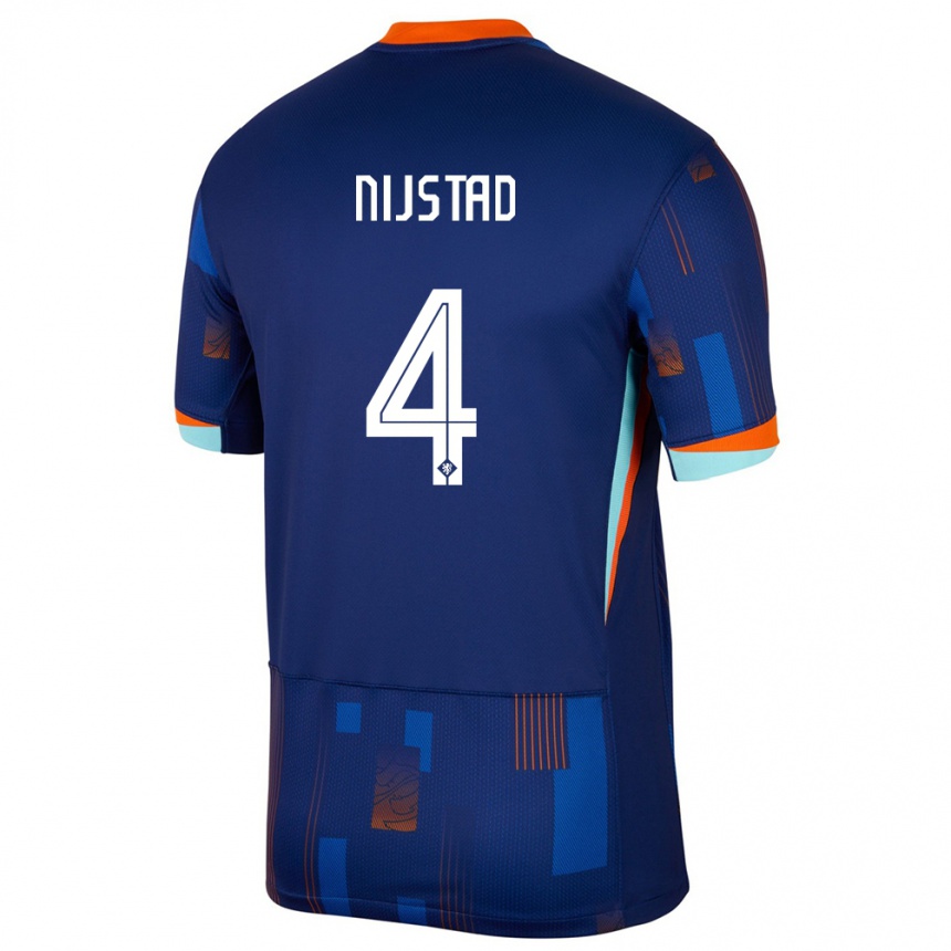 גברים כדורגל הולנד Ruud Nijstad #4 כְּחוֹל הרחק ג'רזי 24-26