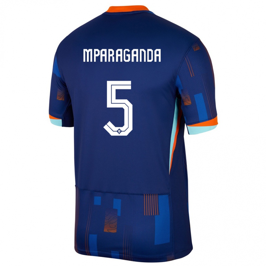 גברים כדורגל הולנד Matthew Mparaganda #5 כְּחוֹל הרחק ג'רזי 24-26