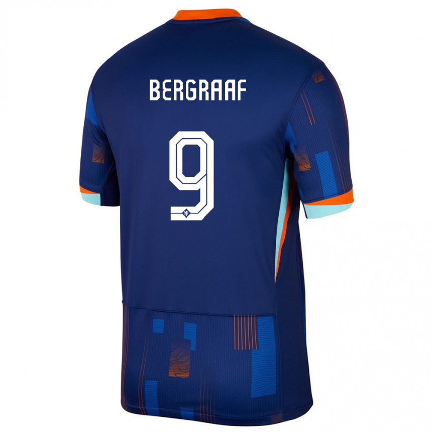 גברים כדורגל הולנד Jerolldino Bergraaf #9 כְּחוֹל הרחק ג'רזי 24-26