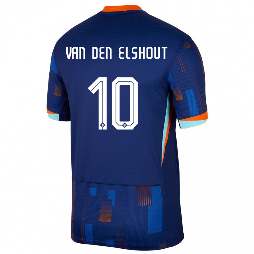 גברים כדורגל הולנד Tobias Van Den Elshout #10 כְּחוֹל הרחק ג'רזי 24-26