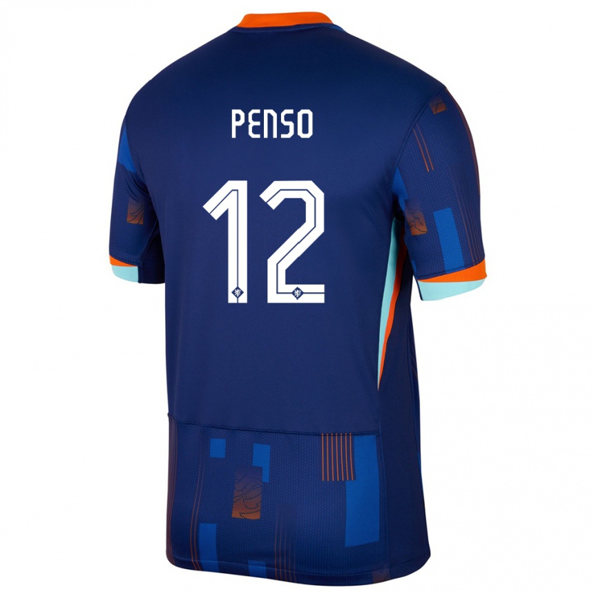 גברים כדורגל הולנד Kyano Penso #12 כְּחוֹל הרחק ג'רזי 24-26