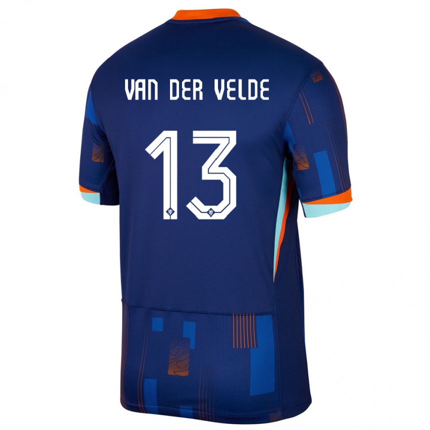 גברים כדורגל הולנד Yordi Van Der Velde #13 כְּחוֹל הרחק ג'רזי 24-26