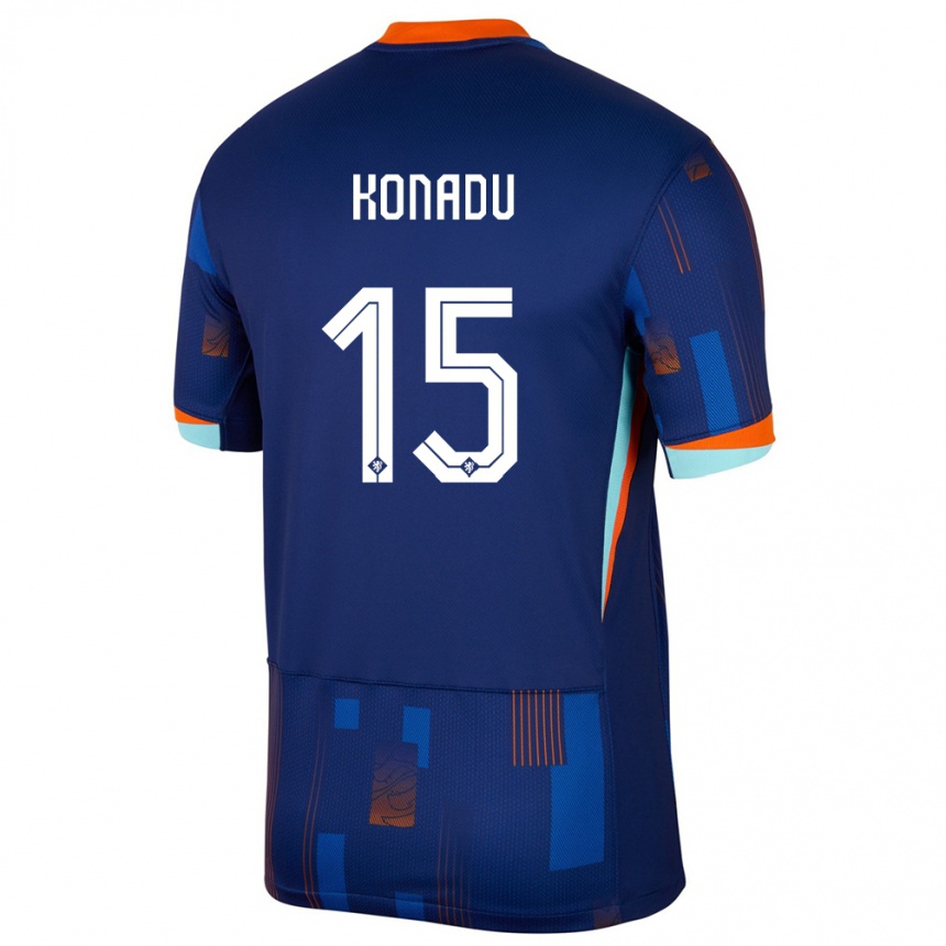 גברים כדורגל הולנד Don-Angelo Konadu #15 כְּחוֹל הרחק ג'רזי 24-26