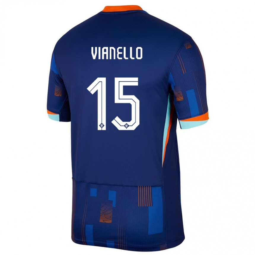 גברים כדורגל הולנד Giannino Vianello #15 כְּחוֹל הרחק ג'רזי 24-26
