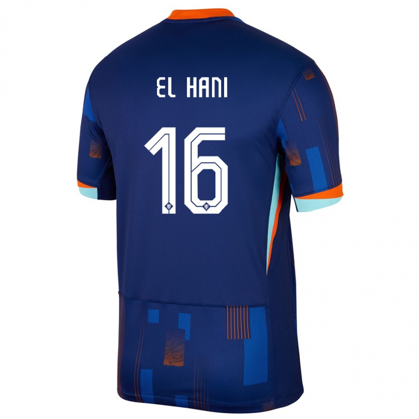 גברים כדורגל הולנד Aymean El Hani #16 כְּחוֹל הרחק ג'רזי 24-26