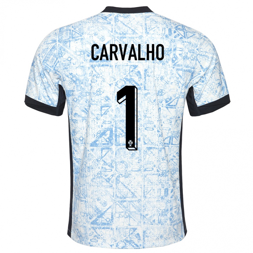 גברים כדורגל פורטוגל João Carvalho #1 כחול שמנת הרחק ג'רזי 24-26
