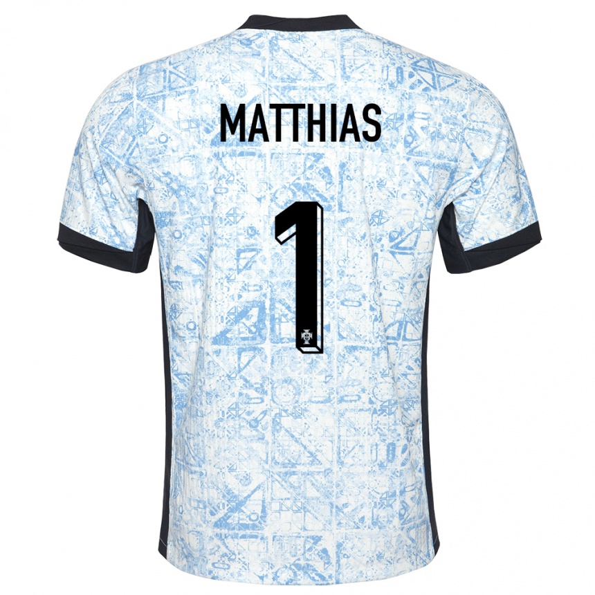 גברים כדורגל פורטוגל Matthias Da Silva #1 כחול שמנת הרחק ג'רזי 24-26