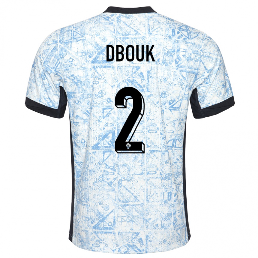 גברים כדורגל פורטוגל Gabriel Dbouk #2 כחול שמנת הרחק ג'רזי 24-26