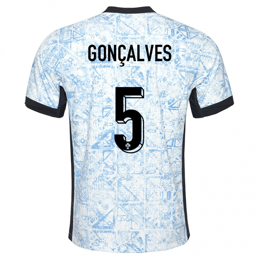 גברים כדורגל פורטוגל Martim Gonçalves #5 כחול שמנת הרחק ג'רזי 24-26
