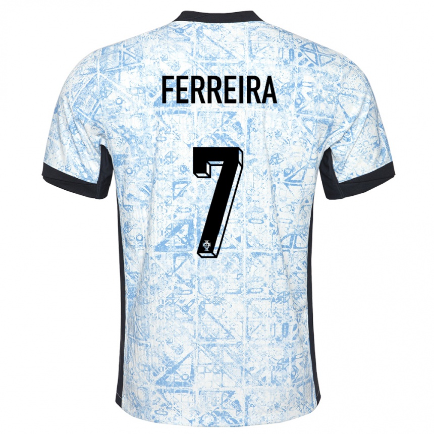 גברים כדורגל פורטוגל Tiago Ferreira #7 כחול שמנת הרחק ג'רזי 24-26
