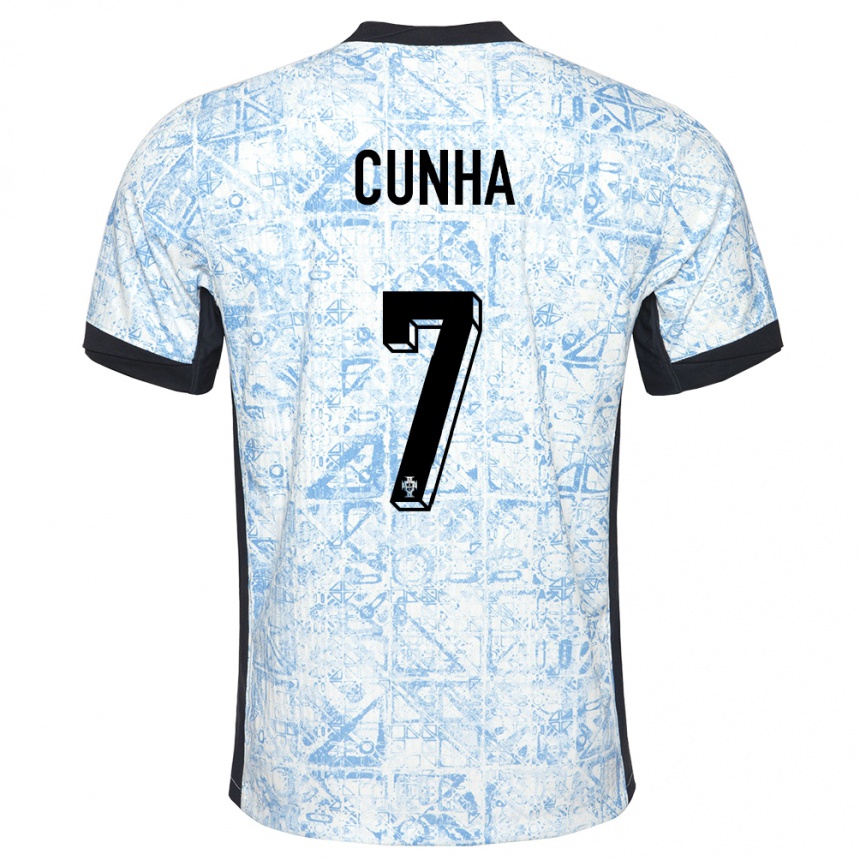 גברים כדורגל פורטוגל Duarte Cunha #7 כחול שמנת הרחק ג'רזי 24-26
