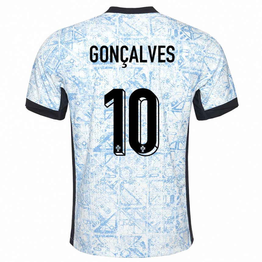 גברים כדורגל פורטוגל Flávio Gonçalves #10 כחול שמנת הרחק ג'רזי 24-26