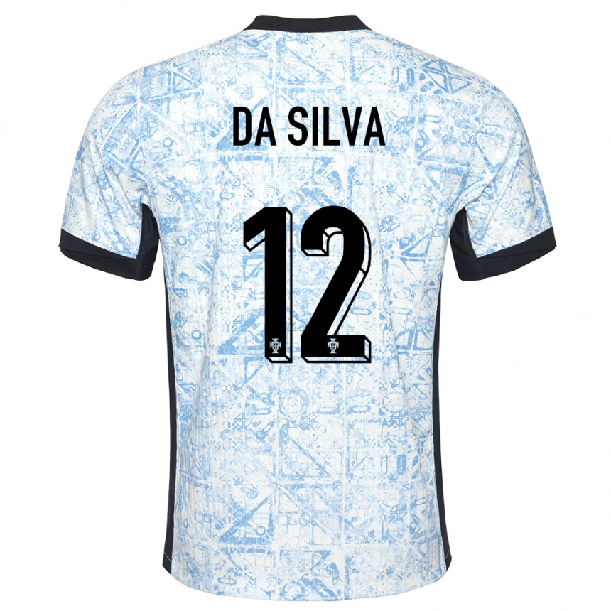 גברים כדורגל פורטוגל Rodrigo Da Silva #12 כחול שמנת הרחק ג'רזי 24-26