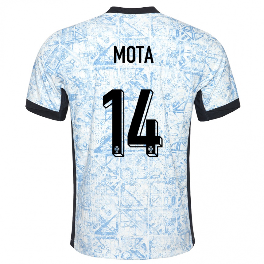 גברים כדורגל פורטוגל Edgar Mota #14 כחול שמנת הרחק ג'רזי 24-26
