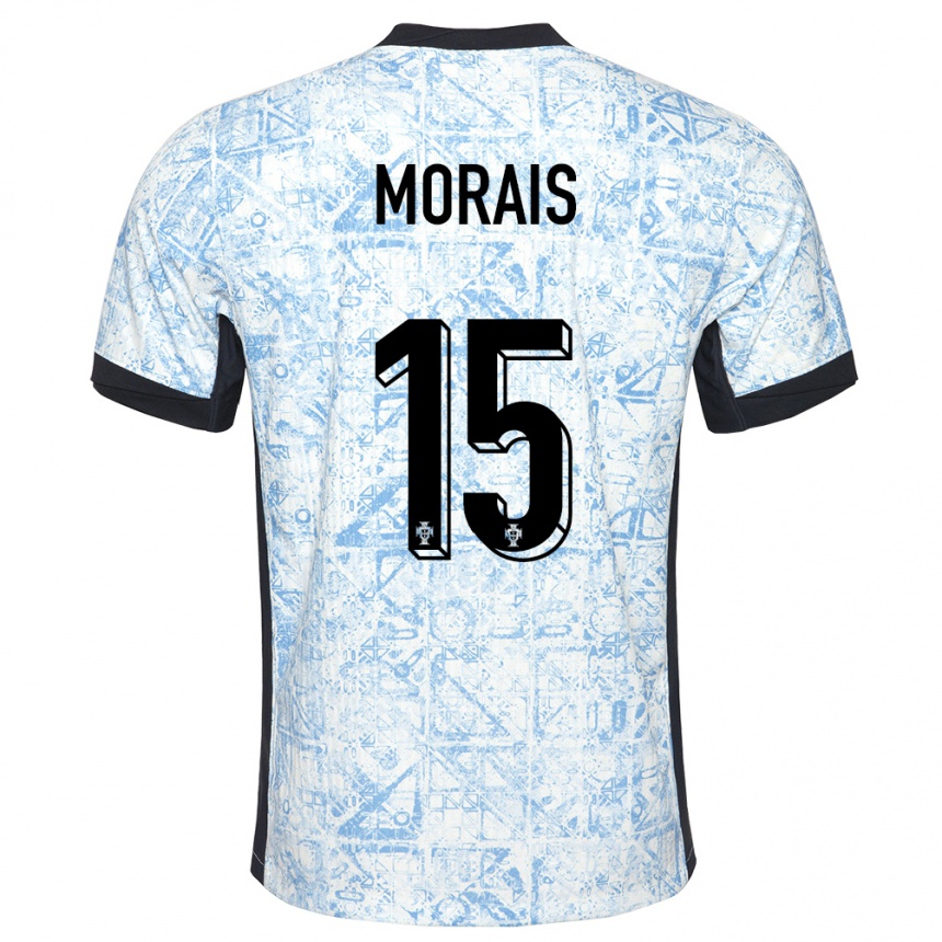 גברים כדורגל פורטוגל Rodrigo Morais #15 כחול שמנת הרחק ג'רזי 24-26