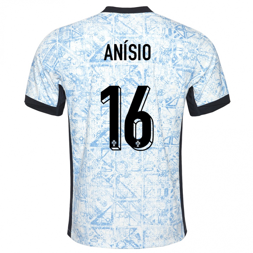 גברים כדורגל פורטוגל Anísio #16 כחול שמנת הרחק ג'רזי 24-26