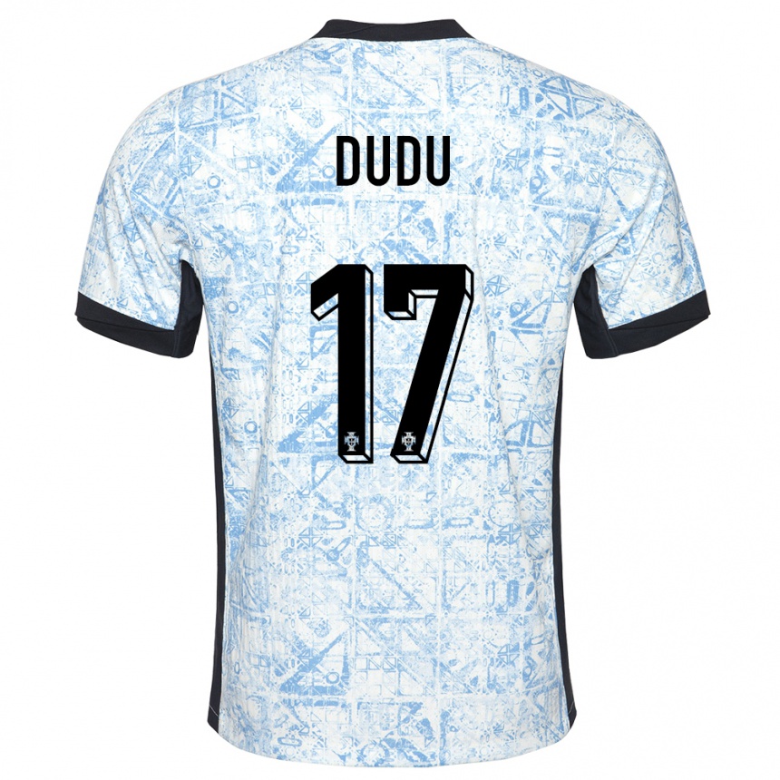 גברים כדורגל פורטוגל Dudu #17 כחול שמנת הרחק ג'רזי 24-26