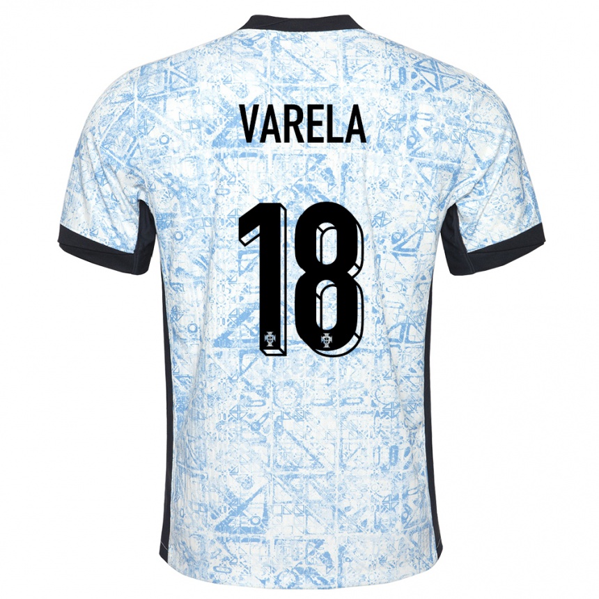 גברים כדורגל פורטוגל Keyan Varela #18 כחול שמנת הרחק ג'רזי 24-26
