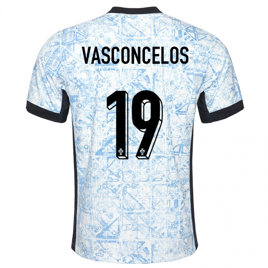 גברים כדורגל פורטוגל Vasconcelos #19 כחול שמנת הרחק ג'רזי 24-26