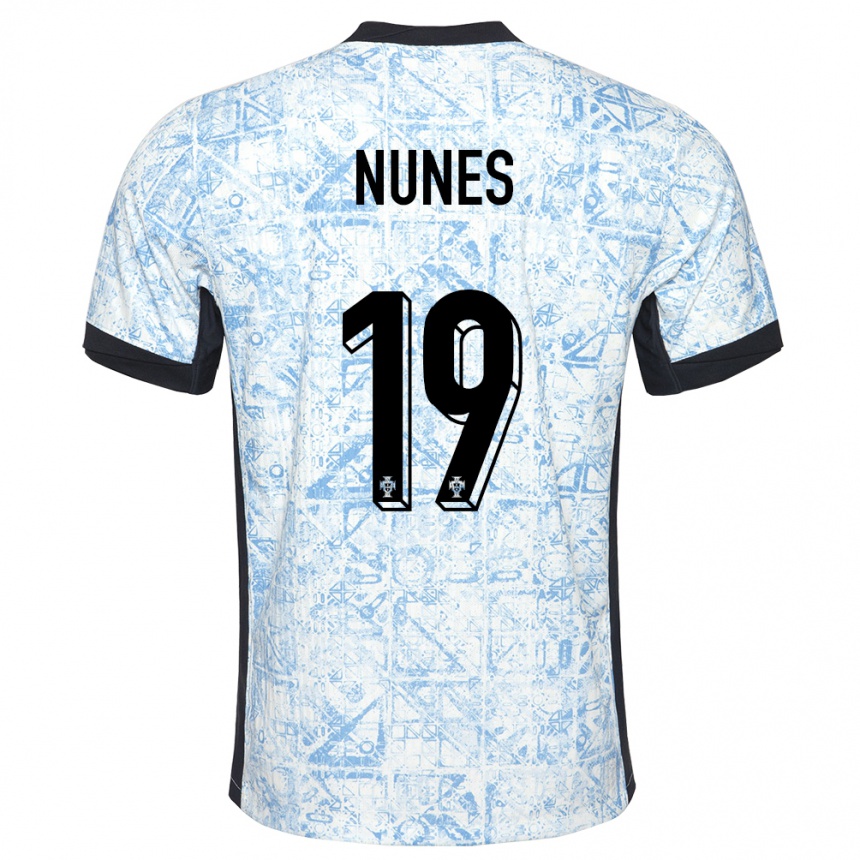 גברים כדורגל פורטוגל Bernardo Nunes #19 כחול שמנת הרחק ג'רזי 24-26