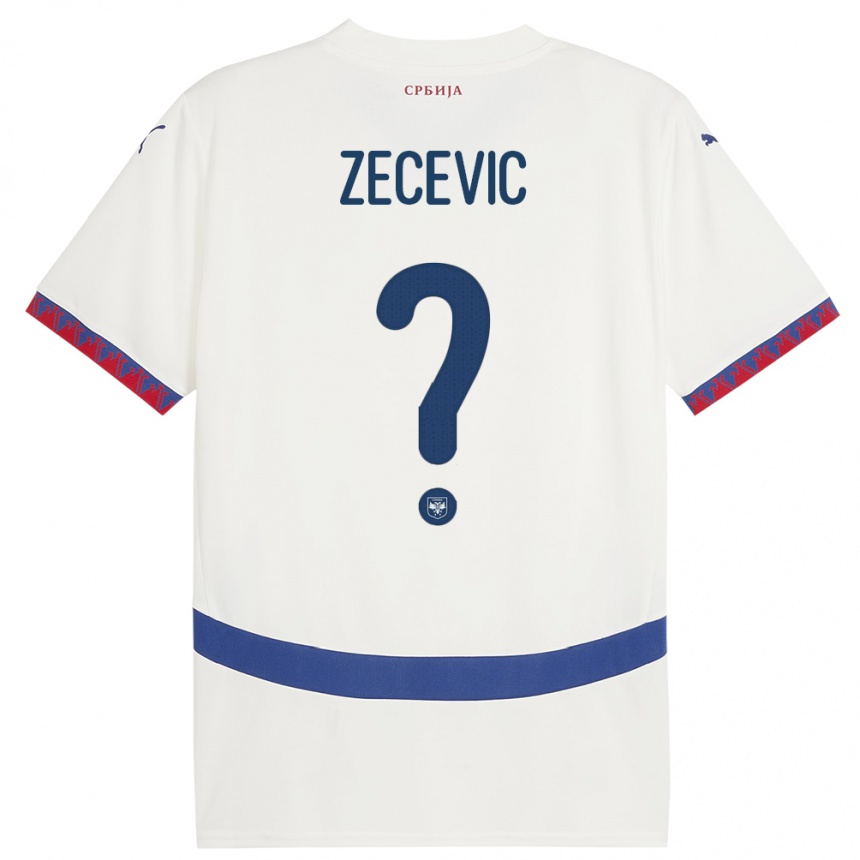 גברים כדורגל סרביה Nikola Zecevic #0 לבן הרחק ג'רזי 24-26