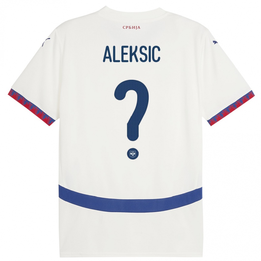 גברים כדורגל סרביה Milan Aleksic #0 לבן הרחק ג'רזי 24-26