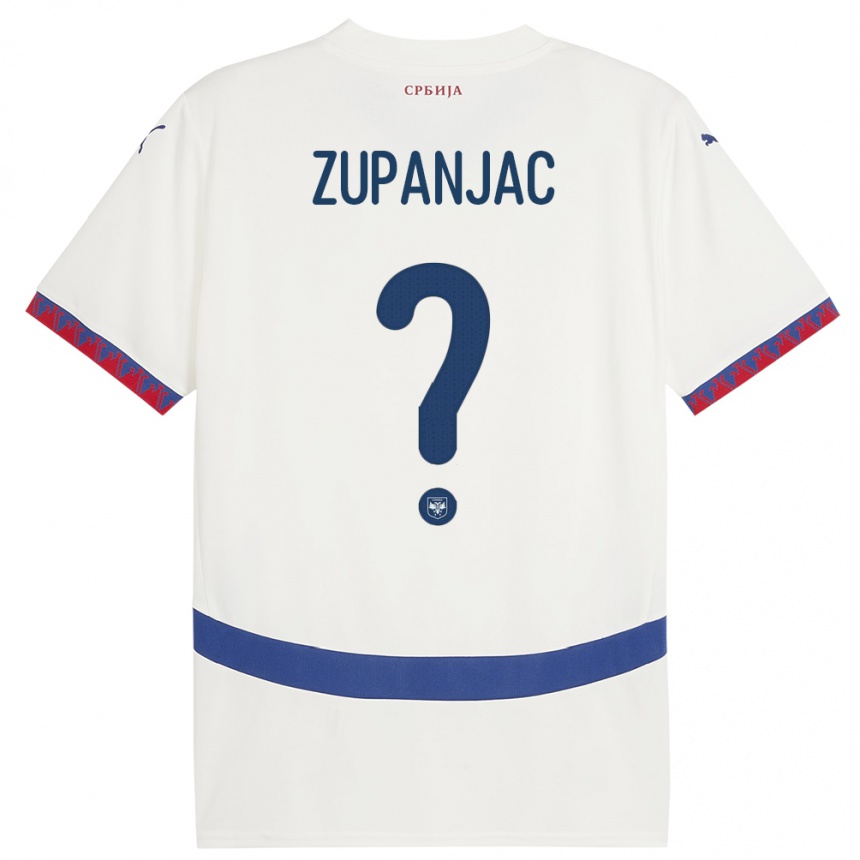 גברים כדורגל סרביה Matija Zupanjac #0 לבן הרחק ג'רזי 24-26