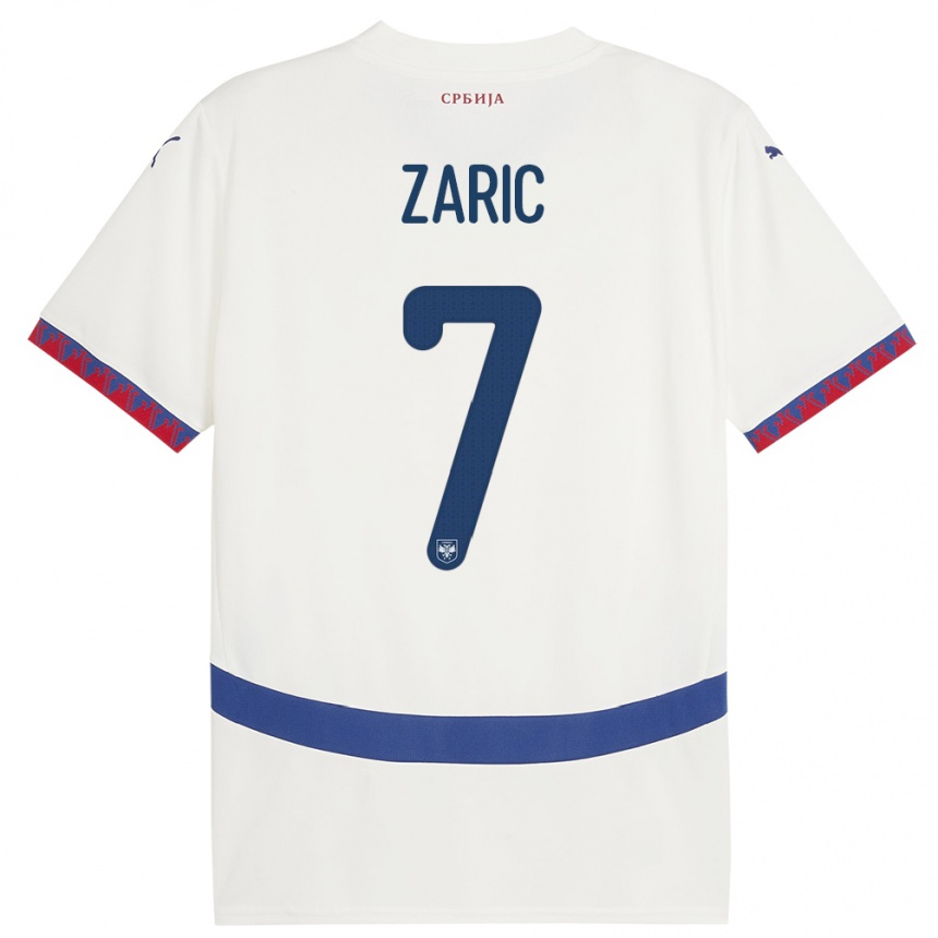 גברים כדורגל סרביה Luka Zaric #7 לבן הרחק ג'רזי 24-26