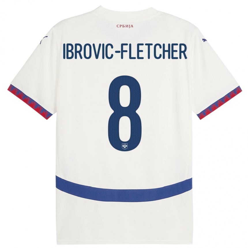 גברים כדורגל סרביה Edward Ibrovic-Fletcher #8 לבן הרחק ג'רזי 24-26