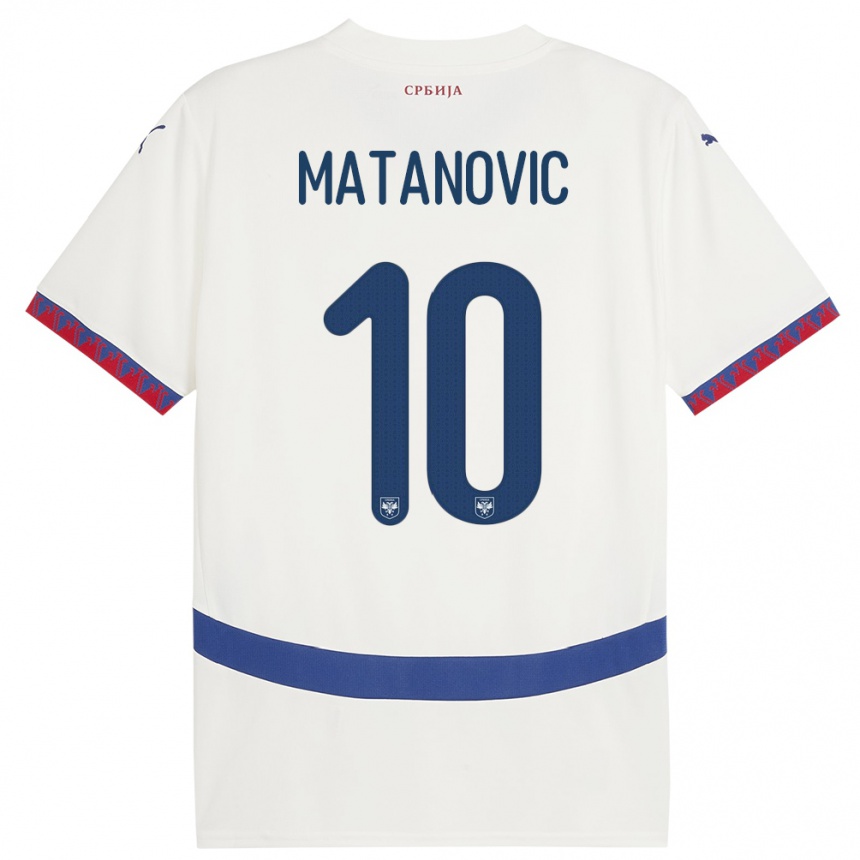 גברים כדורגל סרביה Ognjen Matanovic #10 לבן הרחק ג'רזי 24-26