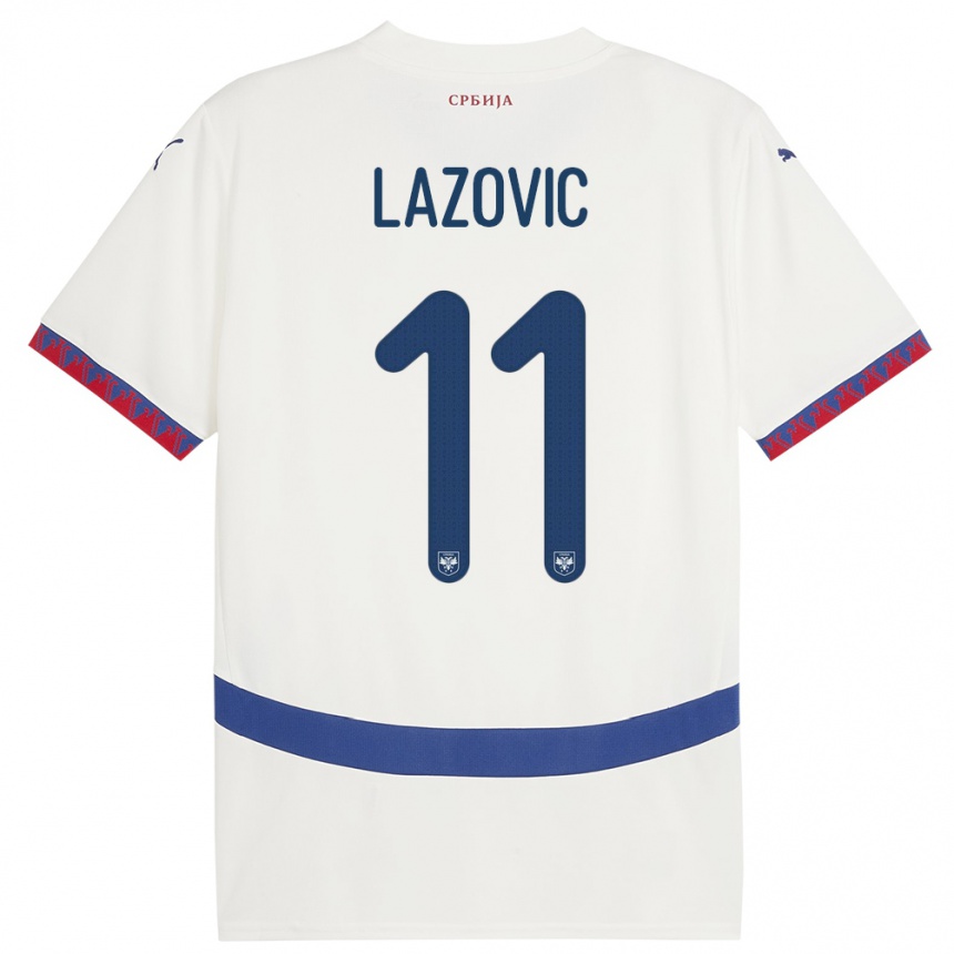 גברים כדורגל סרביה Filip Lazovic #11 לבן הרחק ג'רזי 24-26