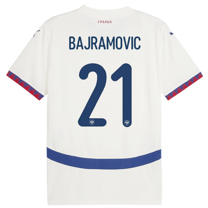 גברים כדורגל סרביה Eldin Bajramovic #21 לבן הרחק ג'רזי 24-26