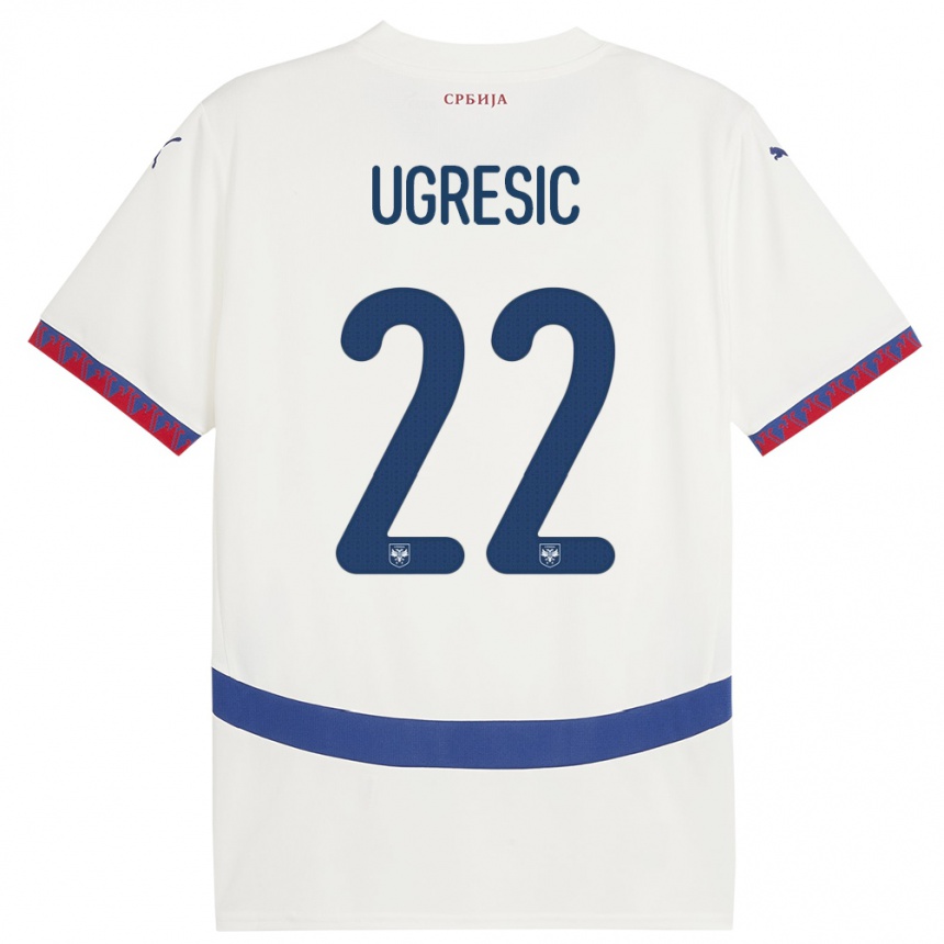 גברים כדורגל סרביה Ognjen Ugresic #22 לבן הרחק ג'רזי 24-26