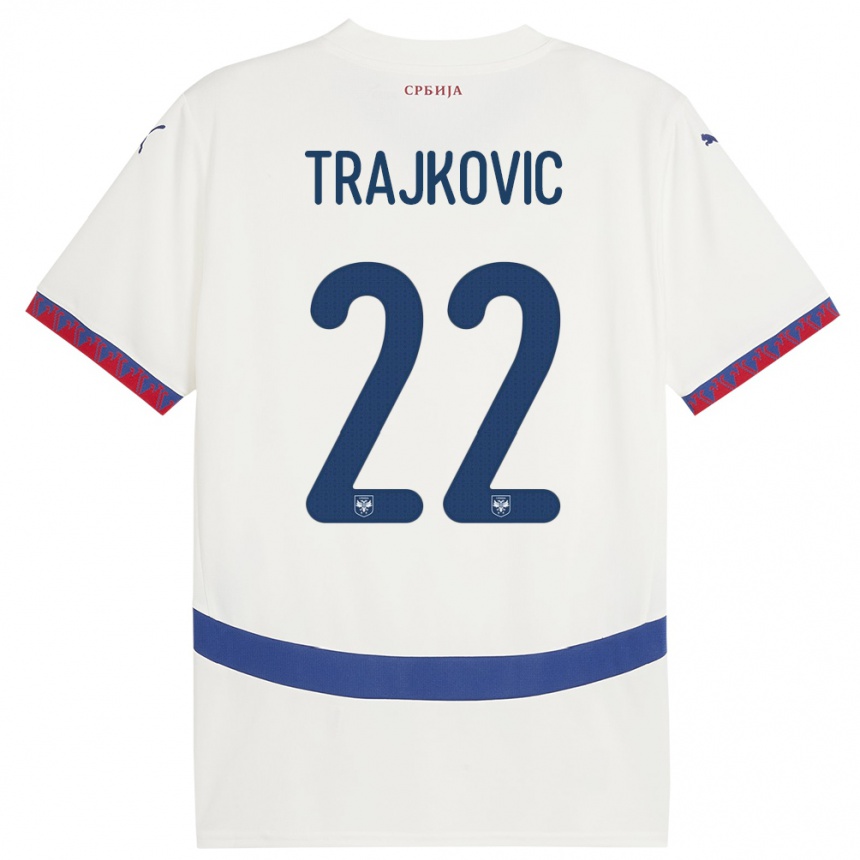 גברים כדורגל סרביה Aleksa Trajkovic #22 לבן הרחק ג'רזי 24-26