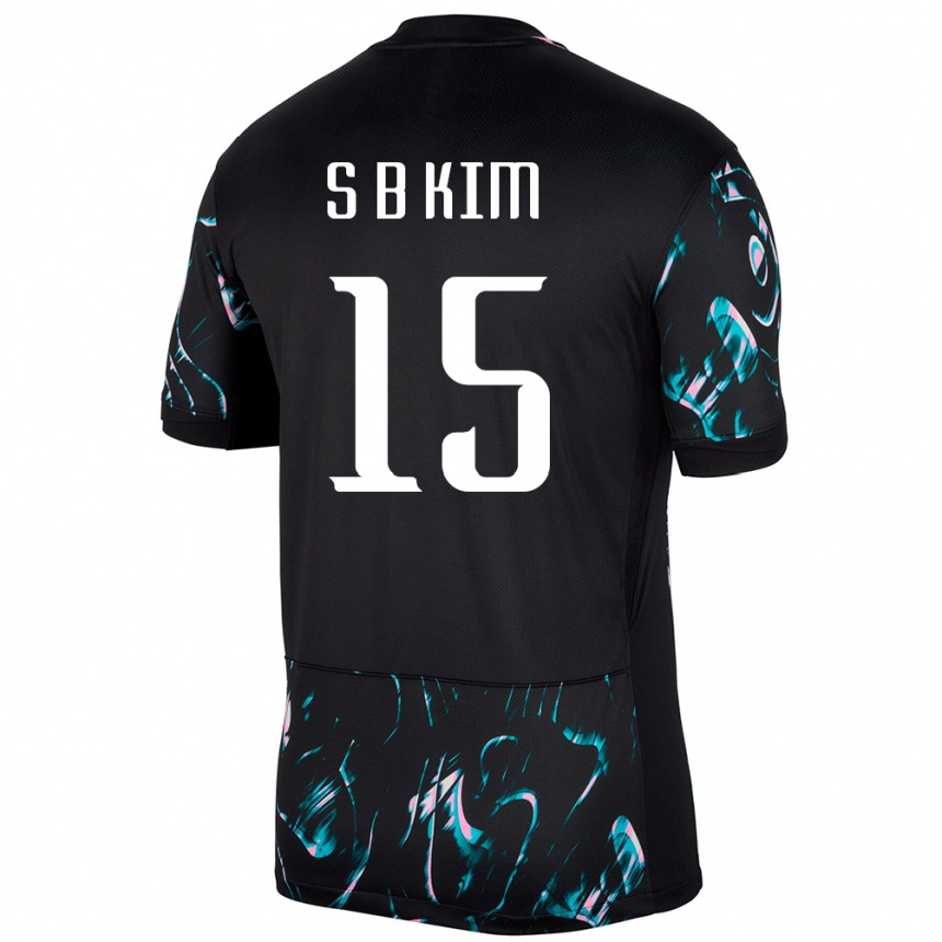 גברים כדורגל דרום קוריאה Bong-Soo Kim #15 שָׁחוֹר הרחק ג'רזי 24-26