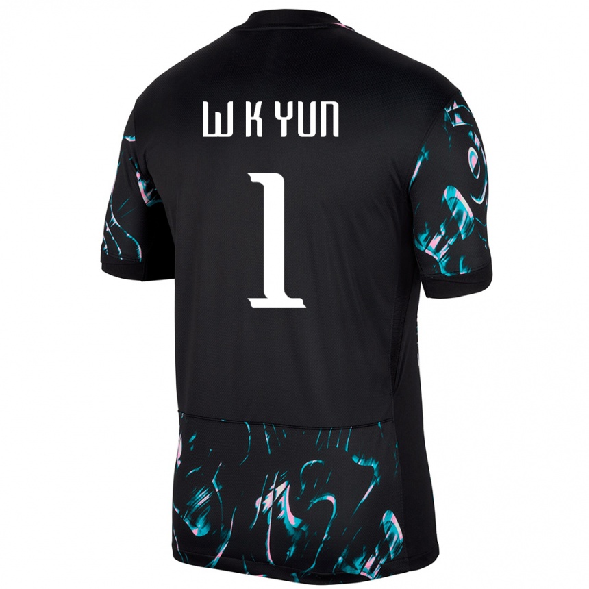 גברים כדורגל דרום קוריאה Ki-Wook Yun #1 שָׁחוֹר הרחק ג'רזי 24-26