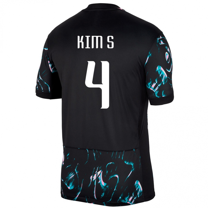 גברים כדורגל דרום קוריאה Sean Kim #4 שָׁחוֹר הרחק ג'רזי 24-26