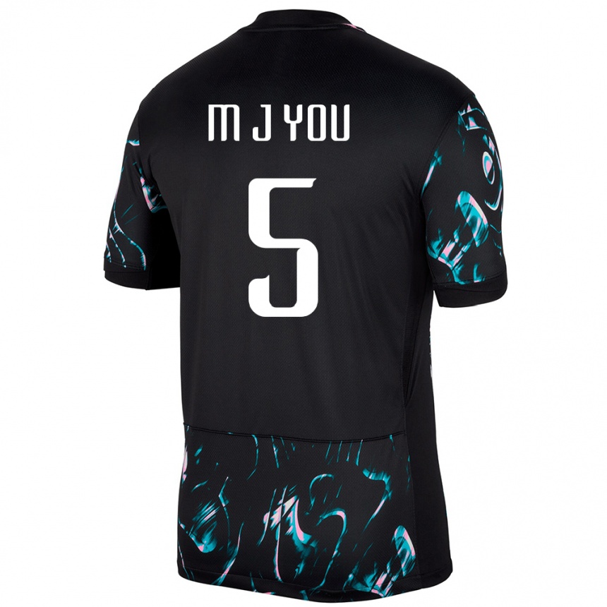 גברים כדורגל דרום קוריאה Min-Jun You #5 שָׁחוֹר הרחק ג'רזי 24-26