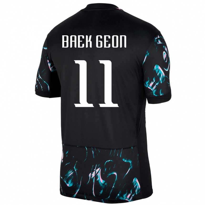גברים כדורגל דרום קוריאה Geon Baek #11 שָׁחוֹר הרחק ג'רזי 24-26