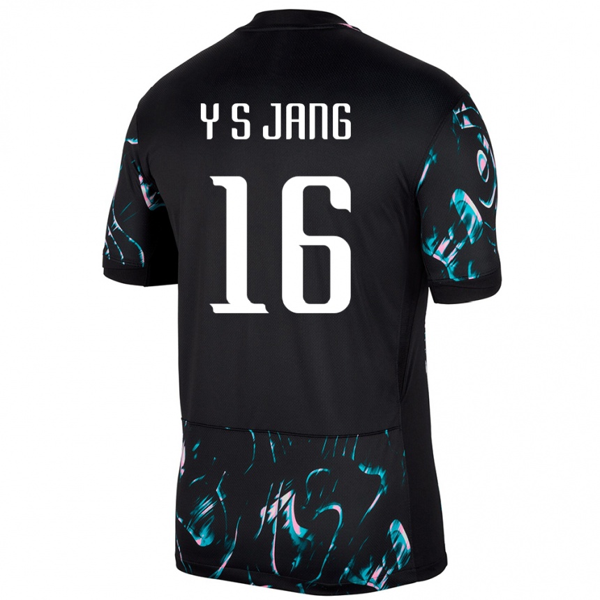 גברים כדורגל דרום קוריאה See-Young Jang #16 שָׁחוֹר הרחק ג'רזי 24-26