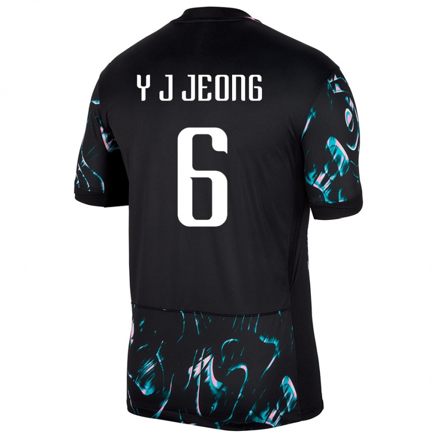 גברים כדורגל דרום קוריאה Je על Gy U Jin #6 שָׁחוֹר הרחק ג'רזי 24-26